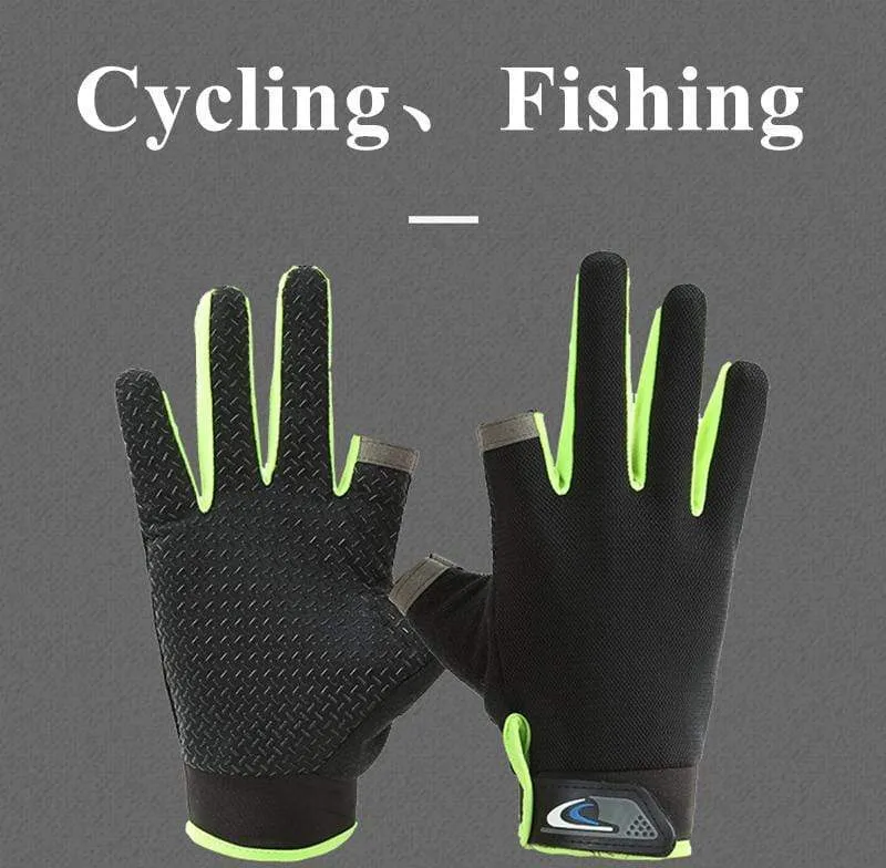 Summer Cycling Gloves Men Mesh Breathable Thin Fishing Gloves Anti Slip Half Finger Sports Bicycle Gloves