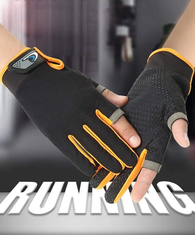 Summer Cycling Gloves Men Mesh Breathable Thin Fishing Gloves Anti Slip Half Finger Sports Bicycle Gloves