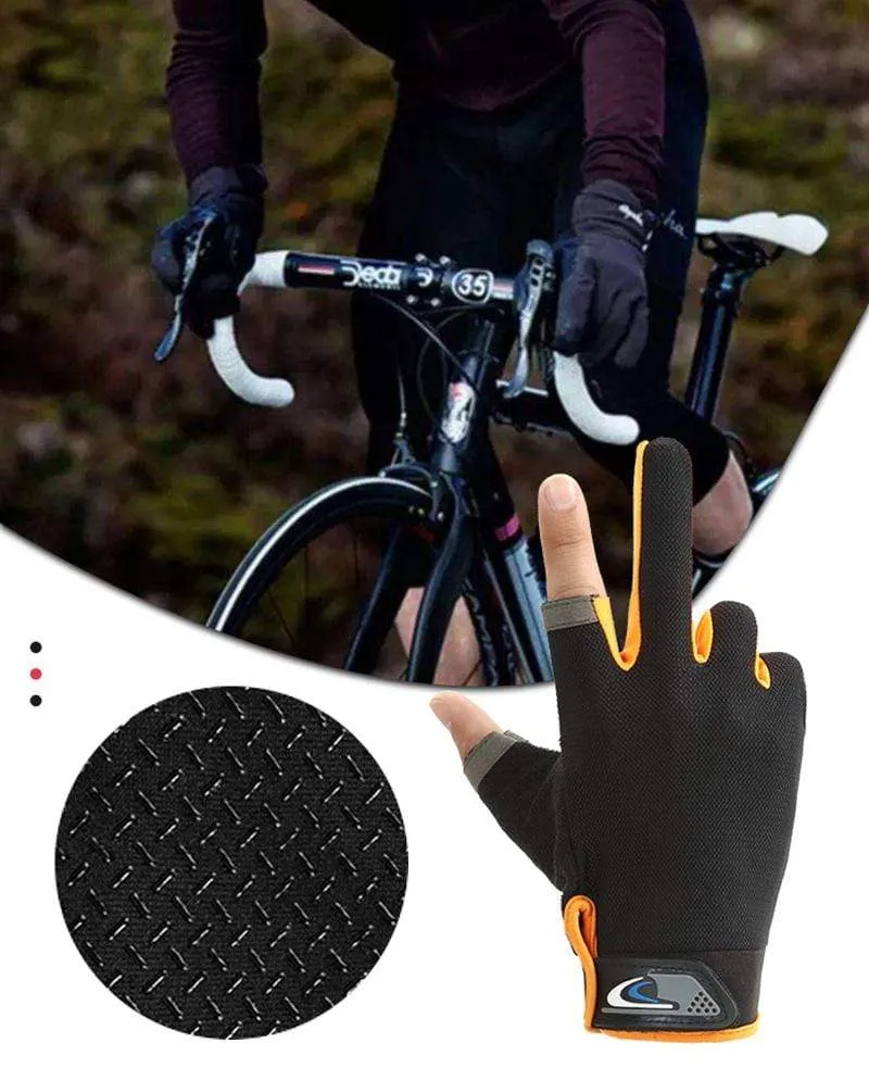 Summer Cycling Gloves Men Mesh Breathable Thin Fishing Gloves Anti Slip Half Finger Sports Bicycle Gloves