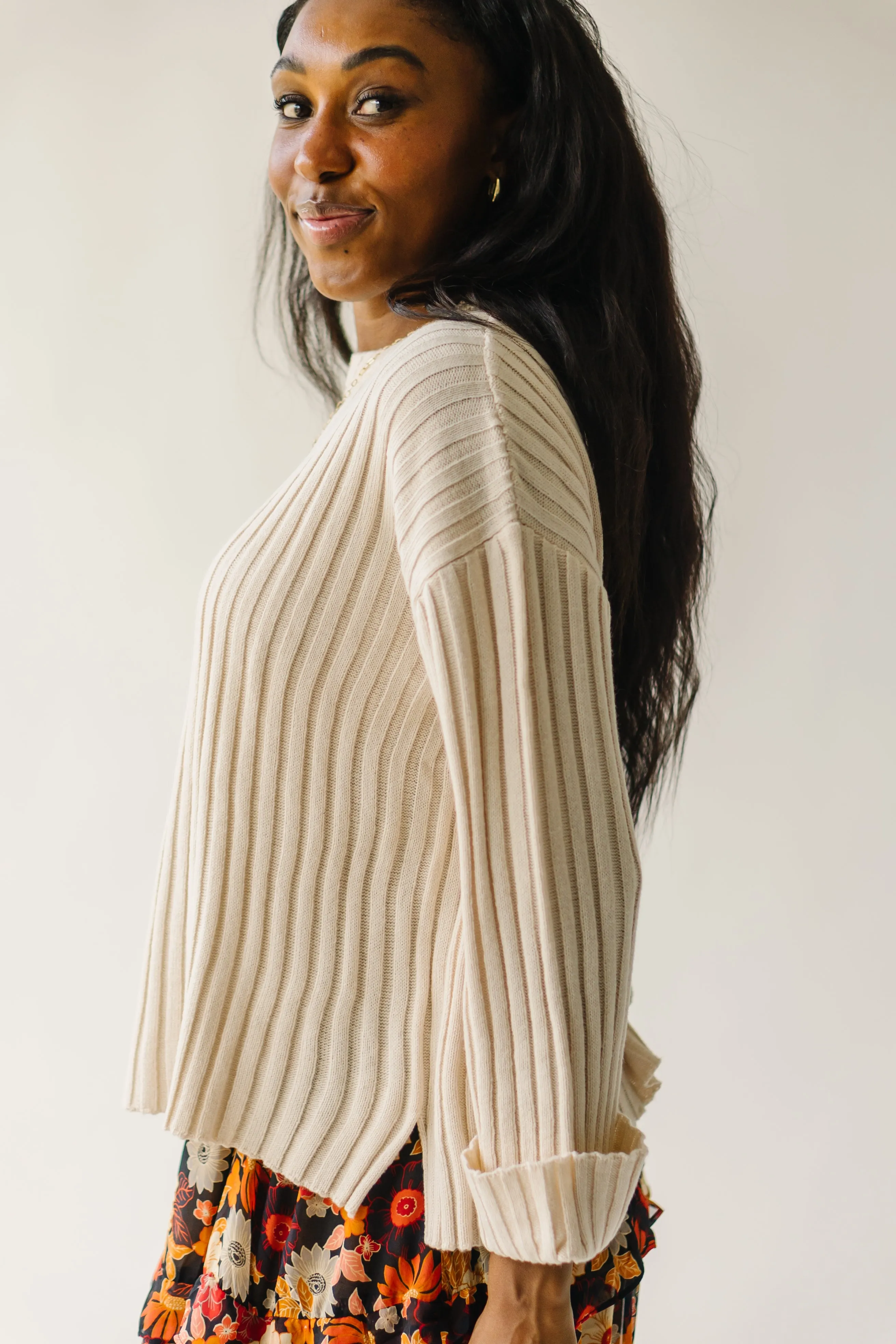 The Una Textured Sweater in Cream