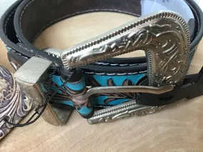 Turquoise Hand Tooled Belt