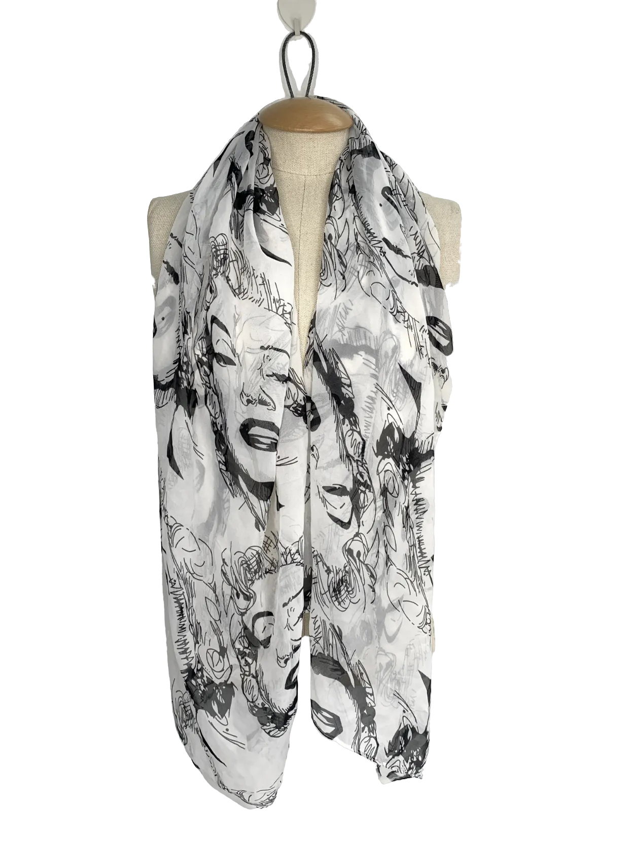 Ubranded White Marilyn Monroe Sheer Scarf One Size