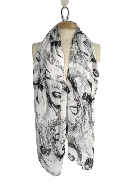 Ubranded White Marilyn Monroe Sheer Scarf One Size