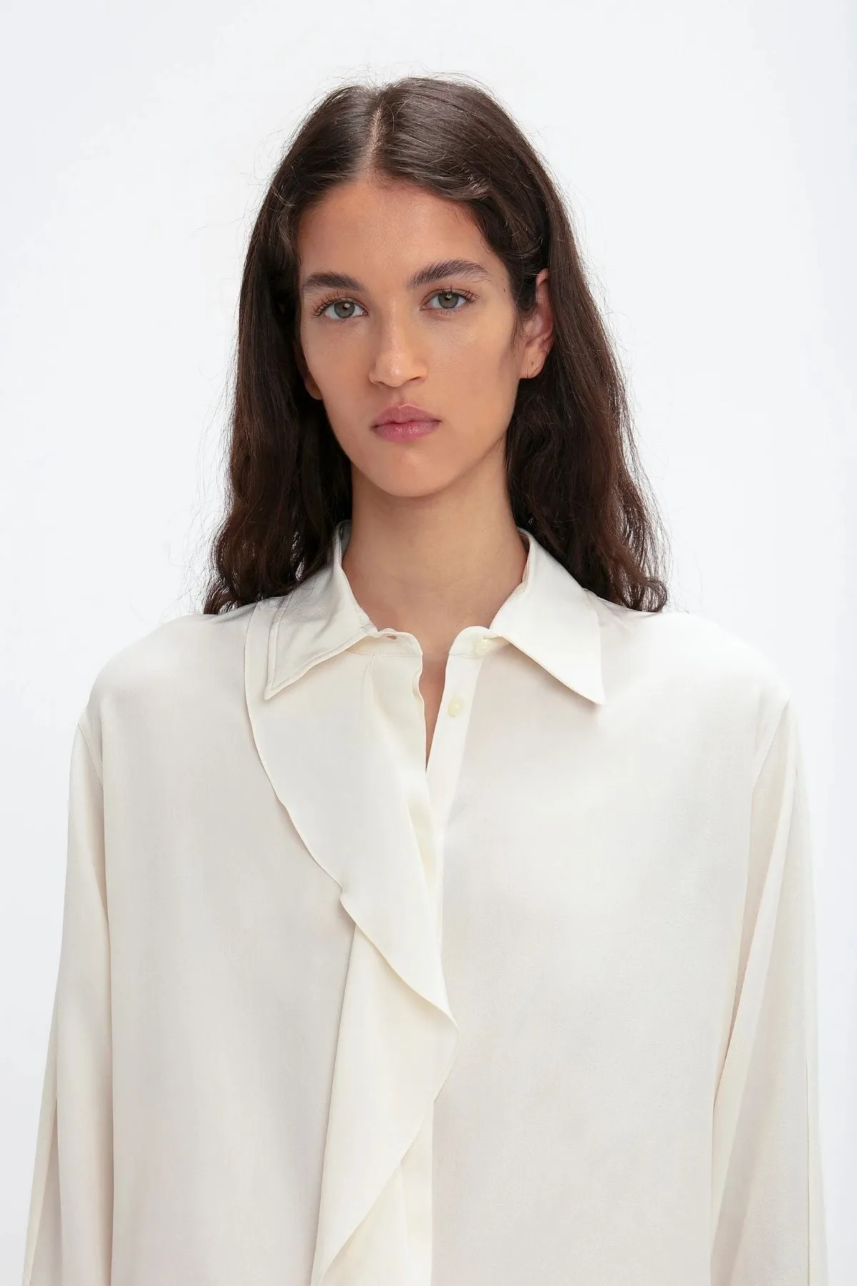 Victoria Beckham Asymmetric Ruffle Blouse - Ivory