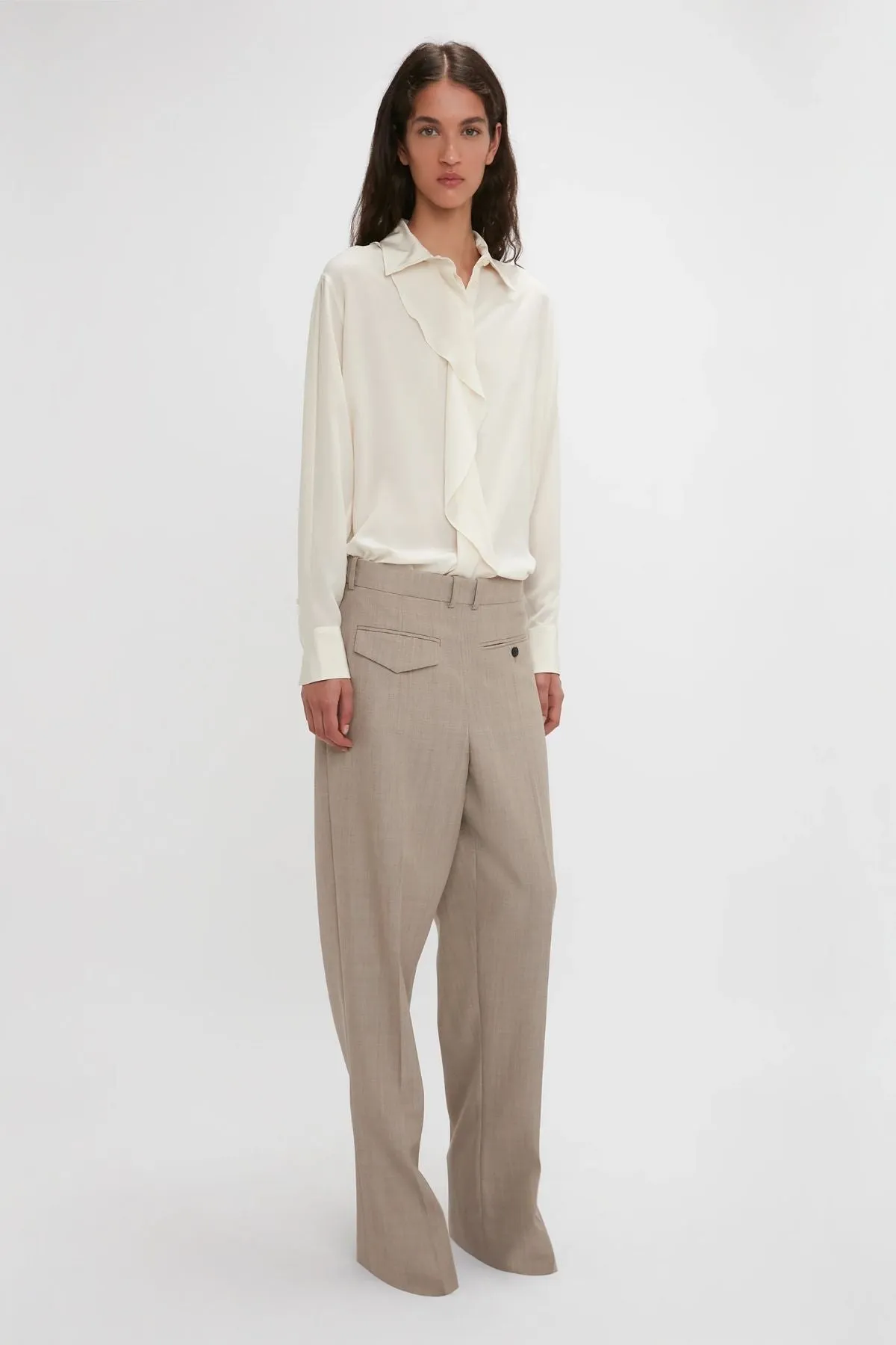 Victoria Beckham Asymmetric Ruffle Blouse - Ivory