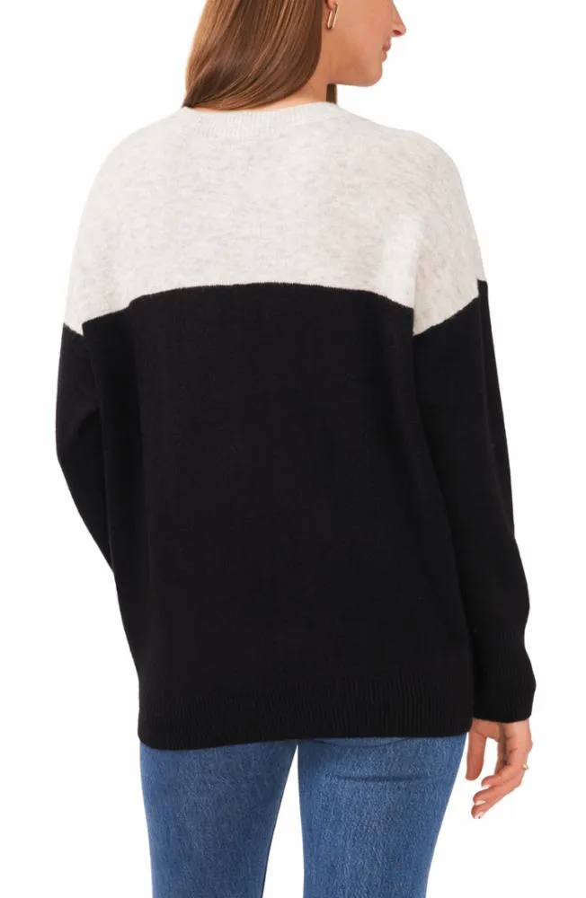 Vince Camuto Apparel EXTEND SHLDR COLORBLOCK COZY SWEATER V082/SILVER HTHR