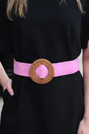 WOODEN CIRCLE BELT -PINK