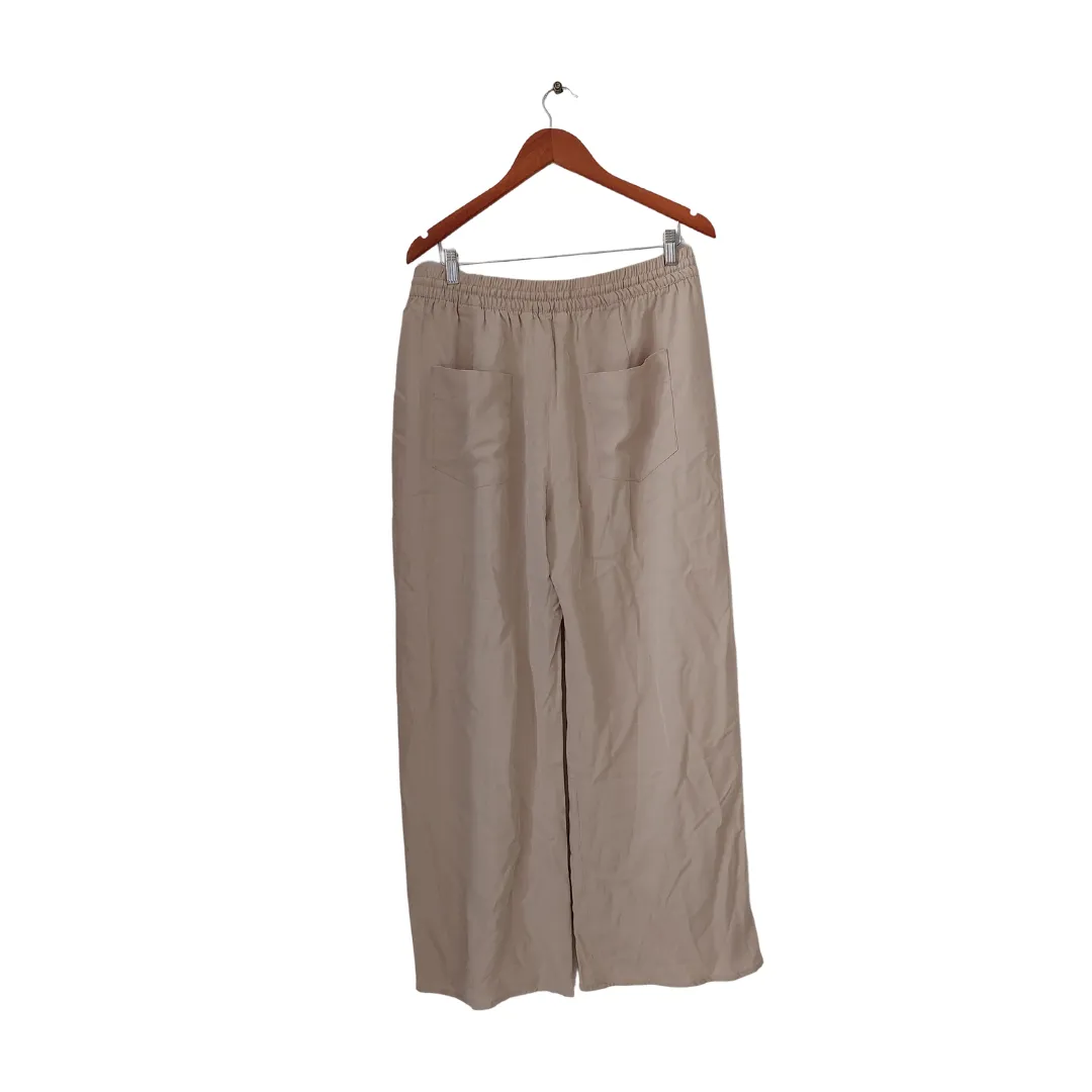 ZARA Beige Elastic Waist Wide Leg Pants | Like New |