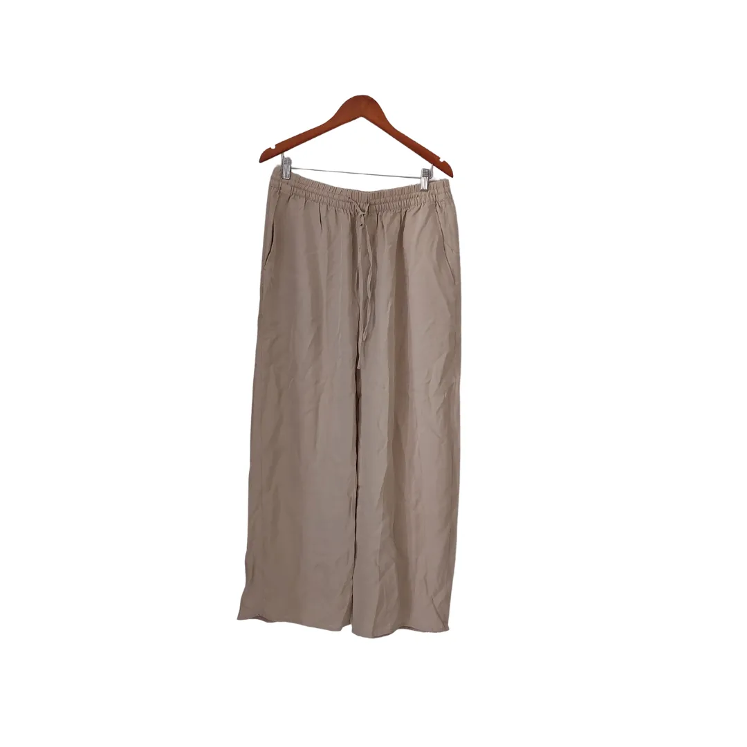 ZARA Beige Elastic Waist Wide Leg Pants | Like New |